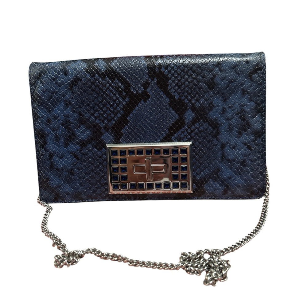 Michael Kors Navy Snakeskin Clutch